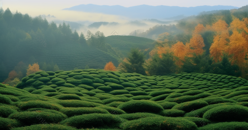 秋天生态茶园成片野生茶景观摄影图,高清,摄影图,摄影图片,图片大全,摄影图免费下载